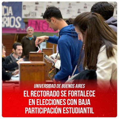 Universidad de Buenos Aires / El rectorado se fortalece en elecciones con baja participación estudiantil