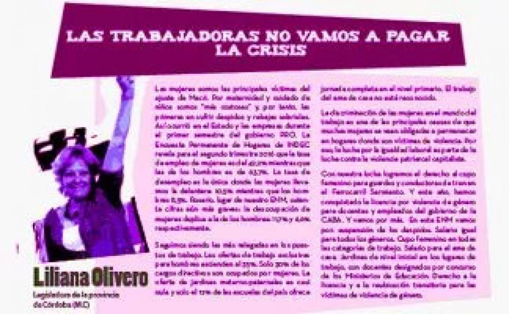 Las trabajadoras no vamos a pagar la crisis