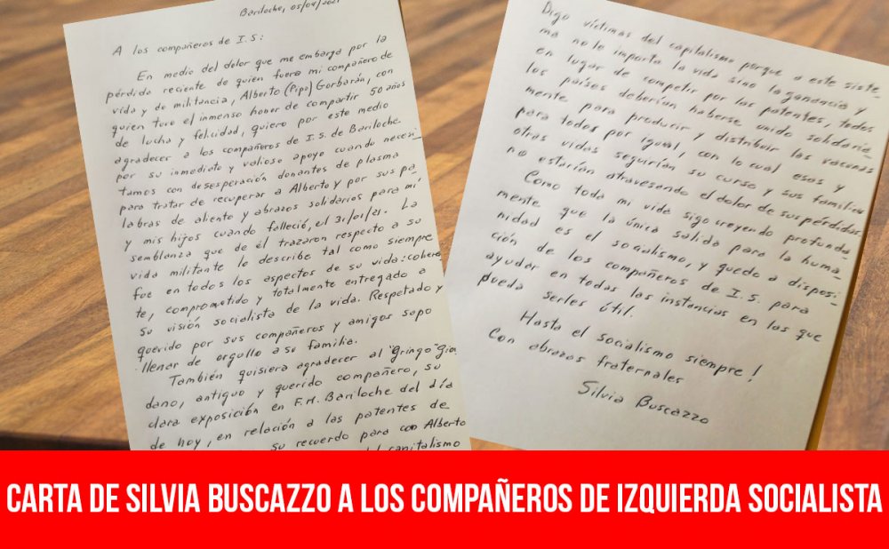 Carta de Silvia Buscazzo a los compañeros de Izquierda Socialista