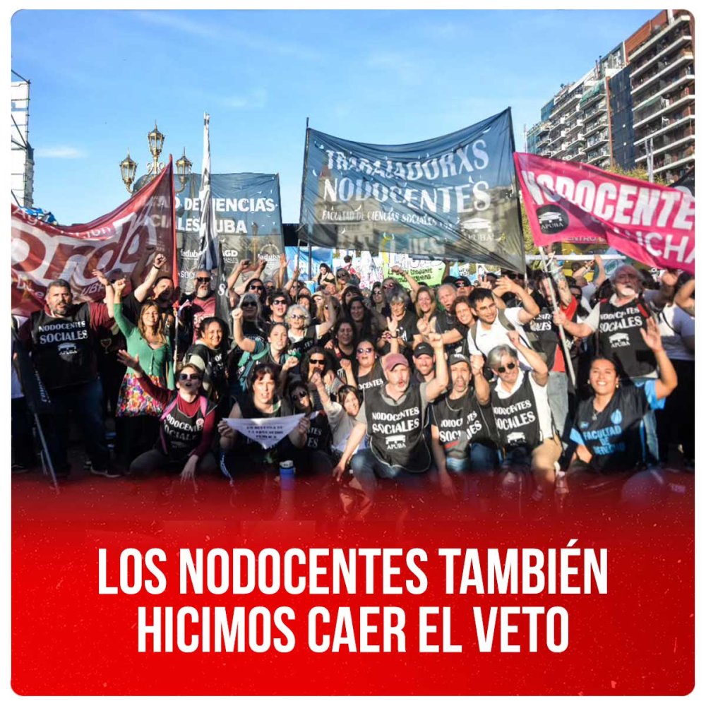 Los nodocentes también hicimos caer el veto