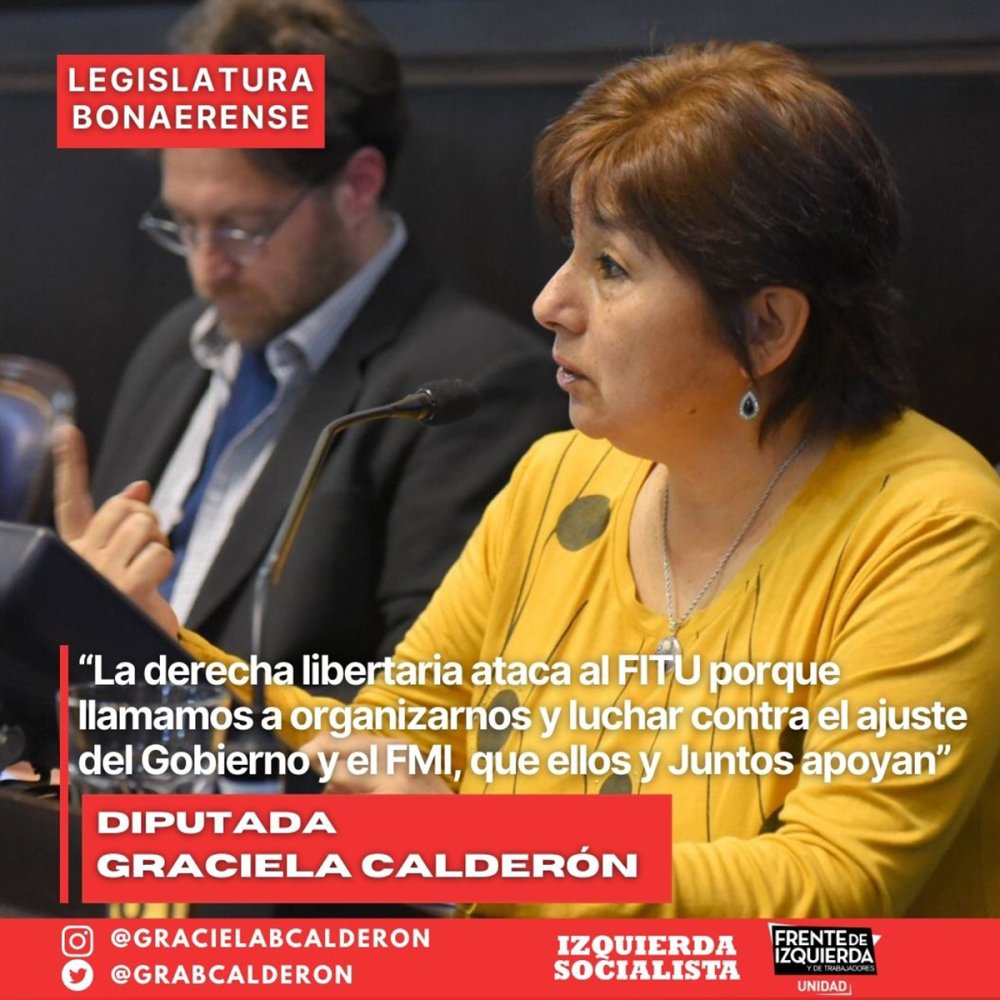 “La derecha libertaria ataca al FITU porque llamamos a organizarnos y luchar contra el ajuste del Gobierno y el FMI, que ellos y Juntos apoyan.”