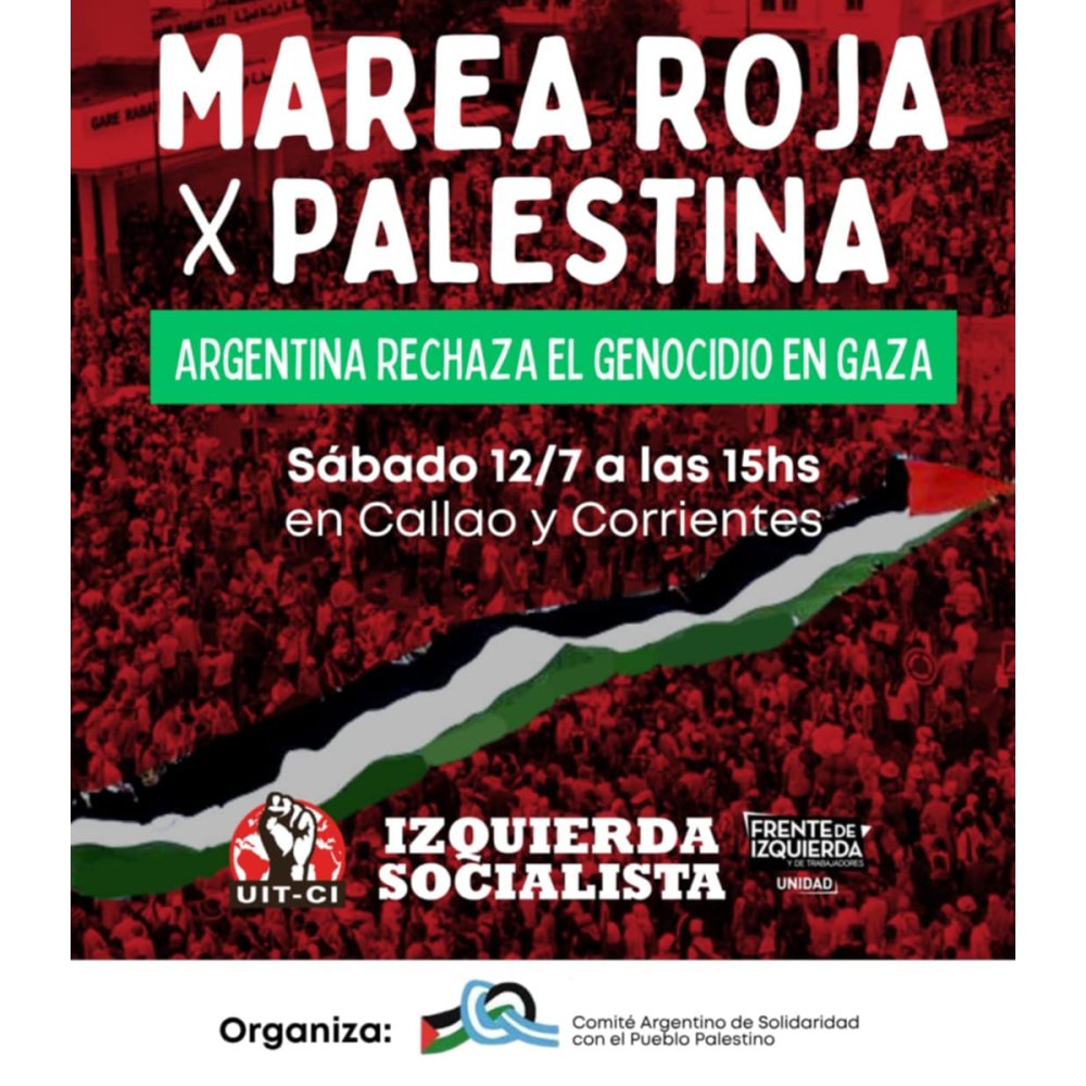 Marea roja por Palestina, 12 de julio / Volvemos a marchar contra el genocidio en Gaza
