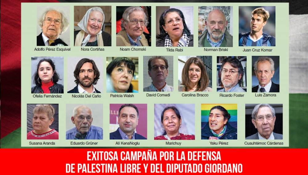 Exitosa campaña por la defensa de Palestina libre y del diputado Giordano