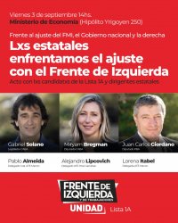 Acto frente al Ministerio de Economía del FIT Unidad Lista 1A