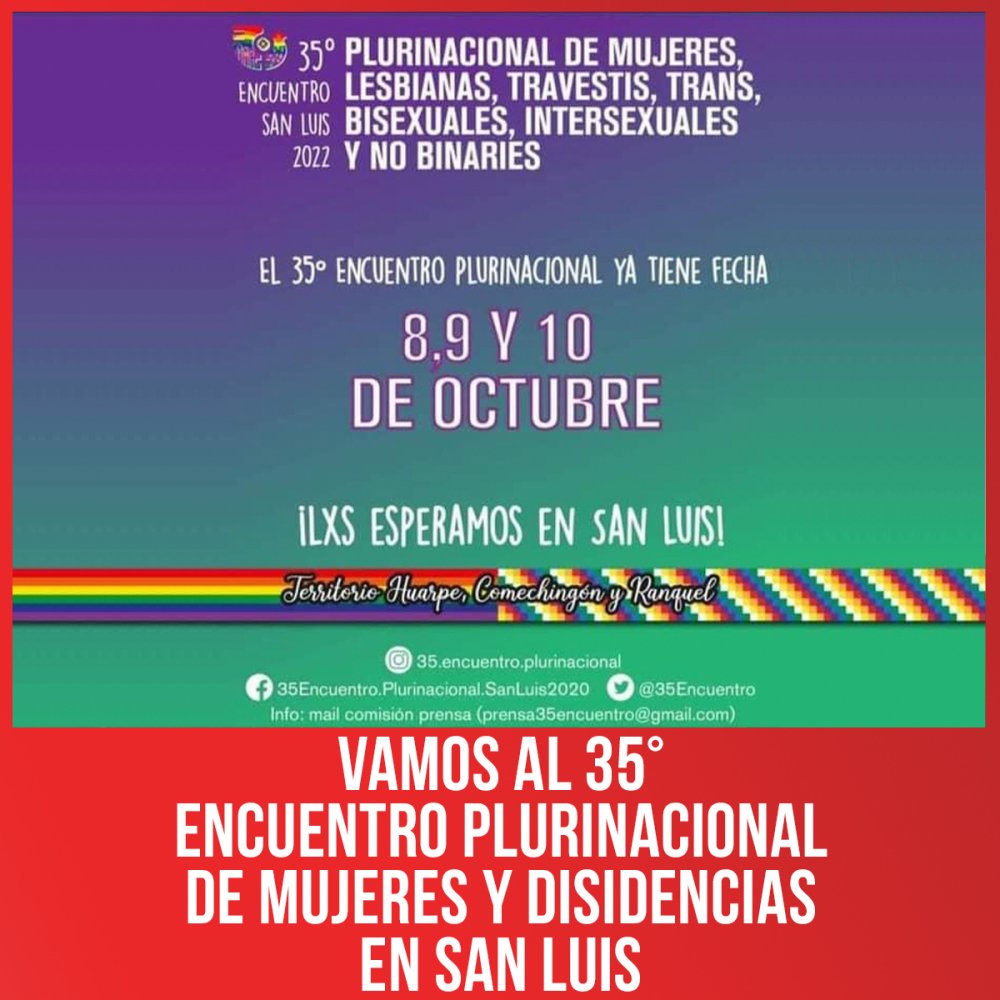 Vamos al 35° Encuentro plurinacional de mujeres y disidencias en San Luis
