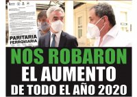 Paritarias ferroviarias. Nos robaron el aumento de todo el año 2020