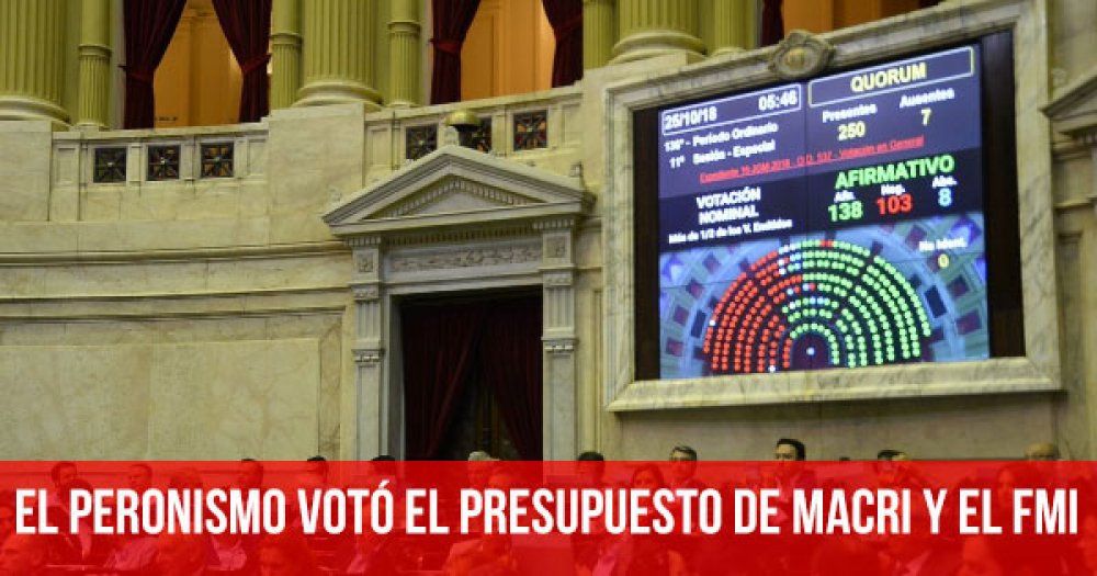 El peronismo votó el presupuesto de Macri y el FMI