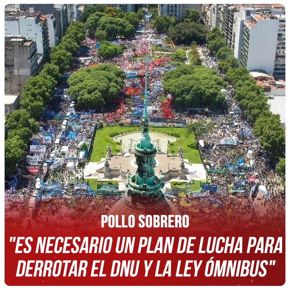 Pollo Sobrero &quot;Es necesario un plan de lucha para derrotar el DNU y la Ley Ómnibus&quot;