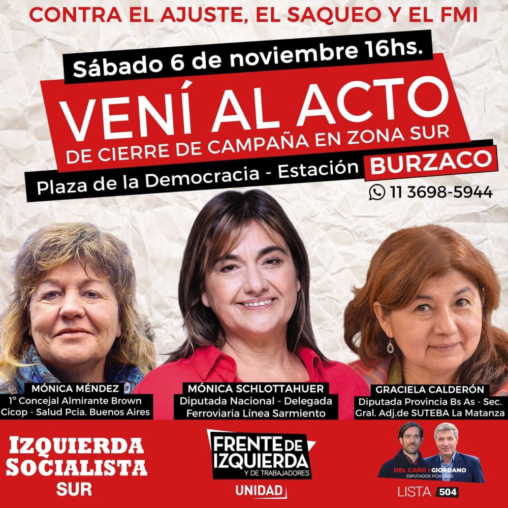 Diputada Schlotthauer en Burzaco - Acto de Izquierda Socialista en el FIT Unidad