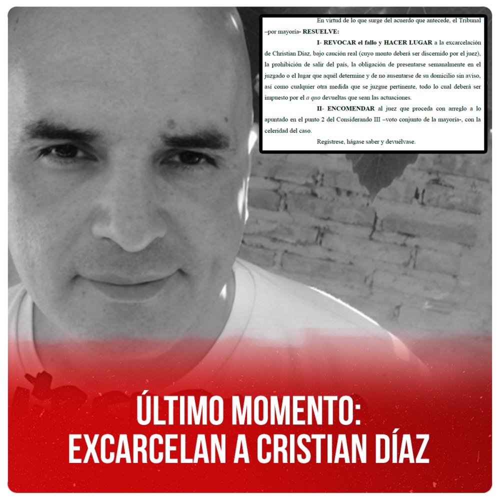 Último momento: excarcelan a Cristian Díaz