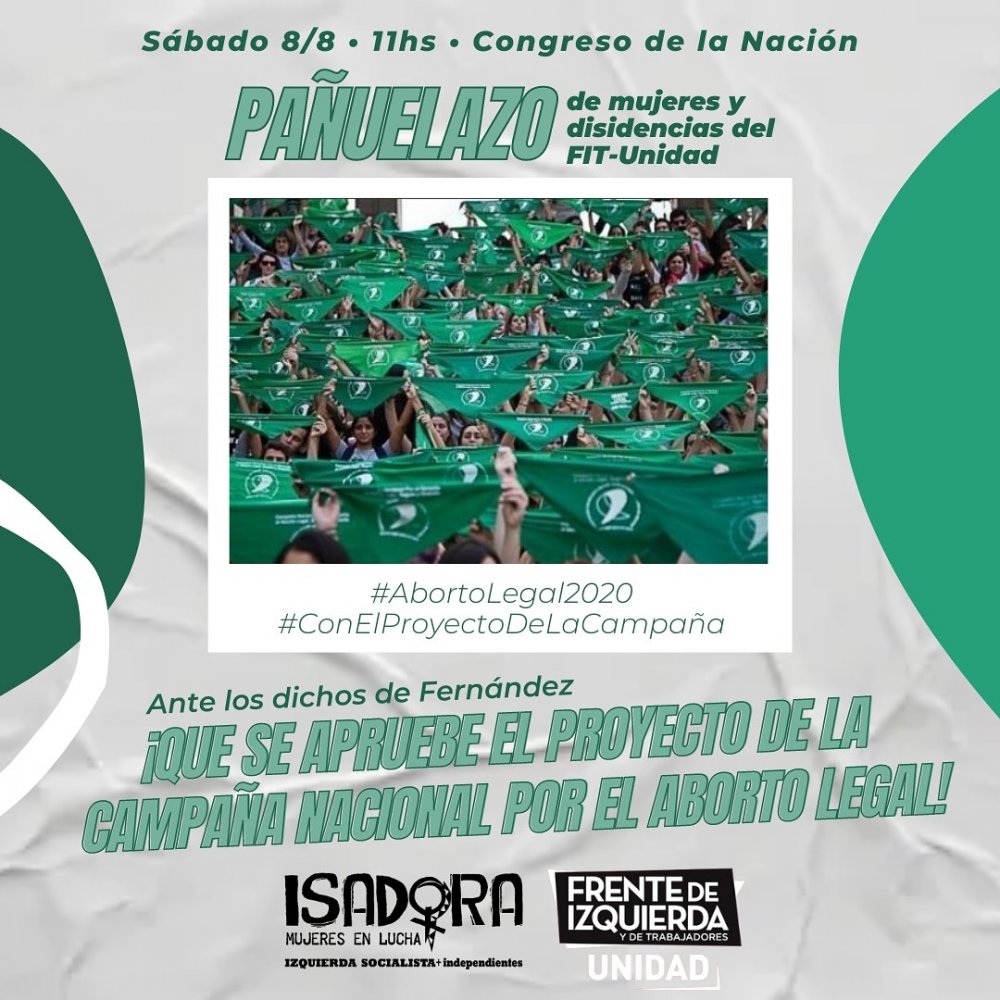 Sábado 8A: Pañuelazo frente al congreso por el Aborto Legal