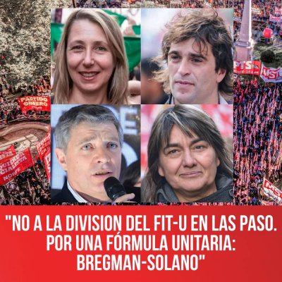 “No a la división del FIT-U en las PASO. Por una fórmula unitaria: Bregman-Solano”
