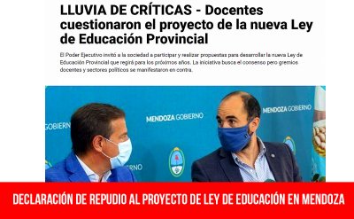 Declaración de repudio al proyecto de ley de educación en Mendoza