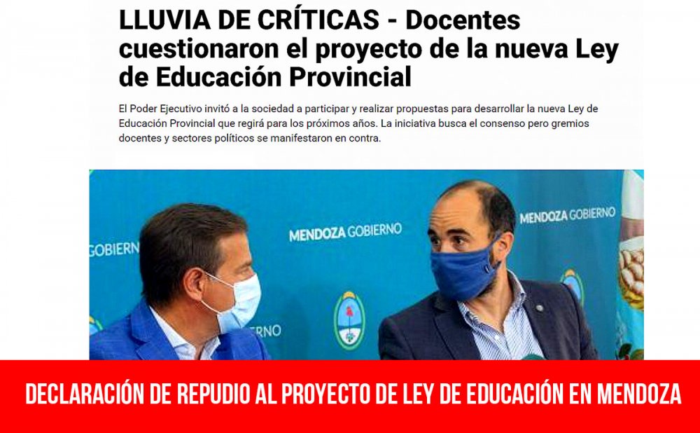 Declaración de repudio al proyecto de ley de educación en Mendoza