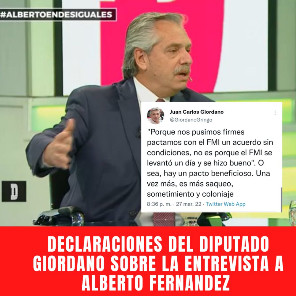 Declaraciones del Diputado Giordano sobre la entrevista de Alberto Fernández