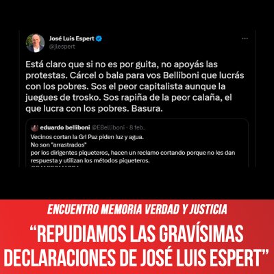 Encuentro Memoria Verdad y Justicia / “Repudiamos las gravísimas declaraciones de José Luis Espert”