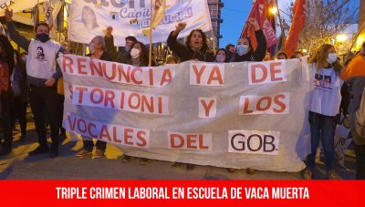 Triple crimen laboral en escuela de Vaca Muerta