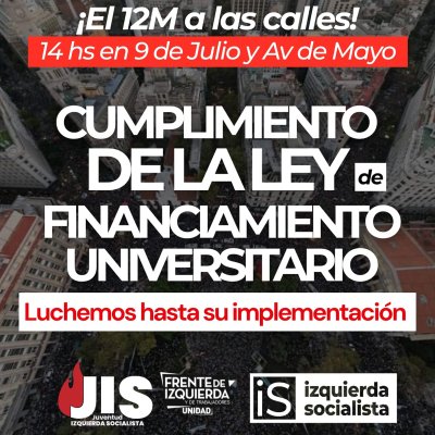 Martes 12 de mayo 14 horas - 9 de Julio y Av. De Mayo / Cuarta marcha federal educativa