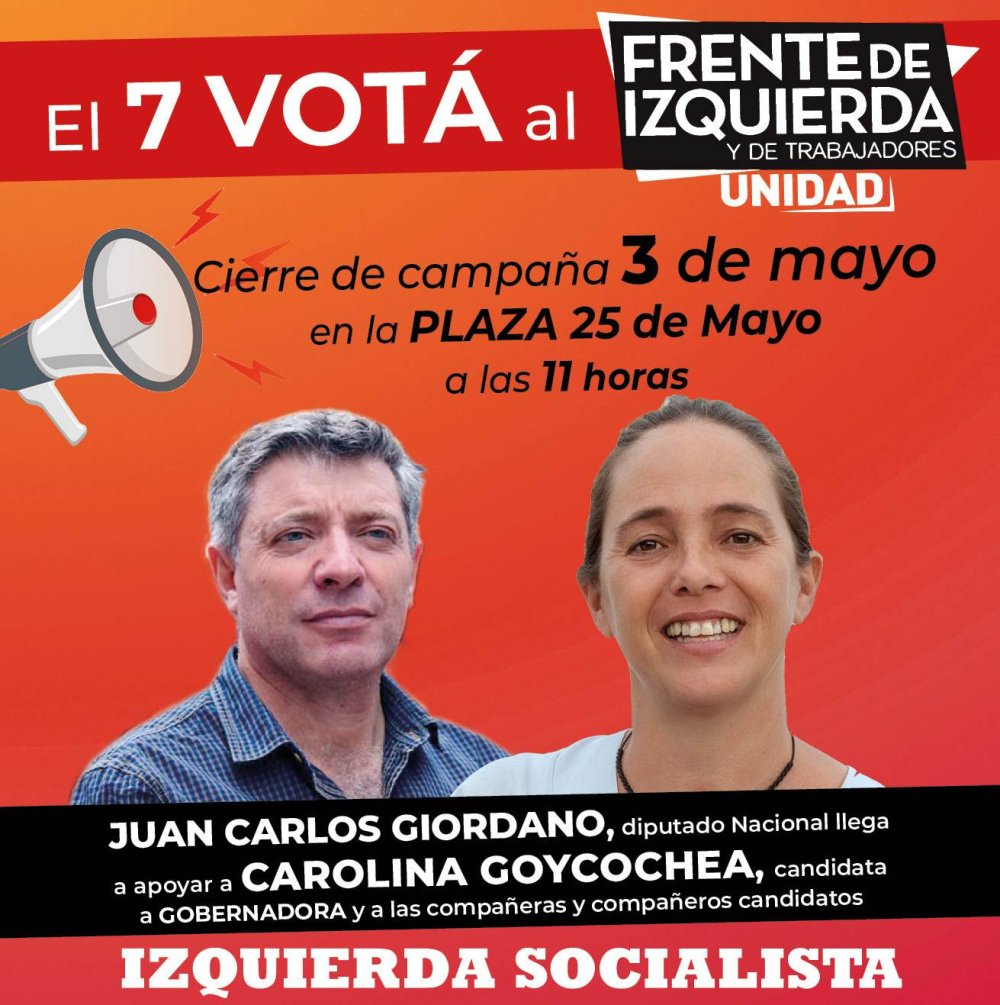 El diputado Giordano viajó a La Rioja para apoyar al Frente De Izquierda Unidad y a la candidata a gobernadora Carolina Goycochea