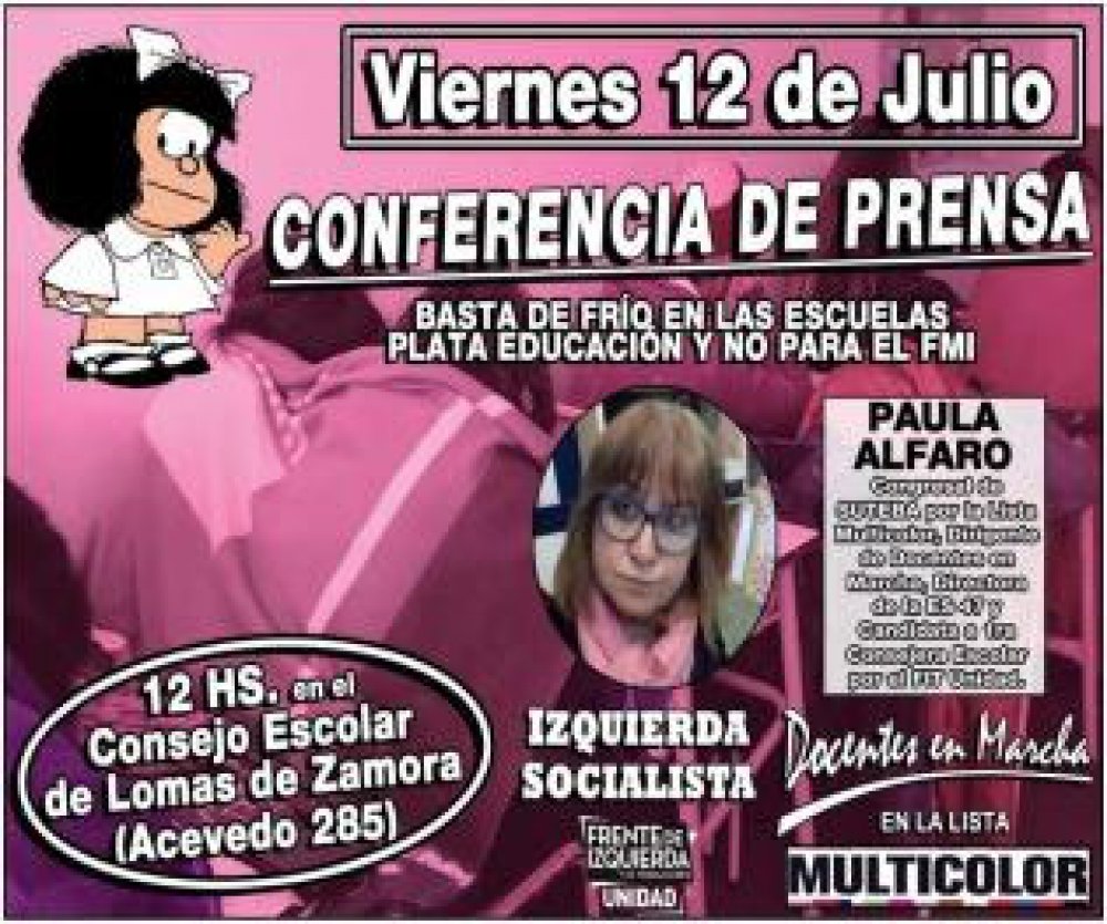 Conferencia en Lomas: Basta de escuelas sin gas