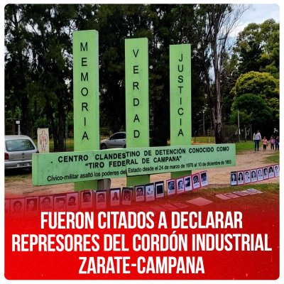 Fueron citados a declarar represores del cordón industrial Zarate-Campana