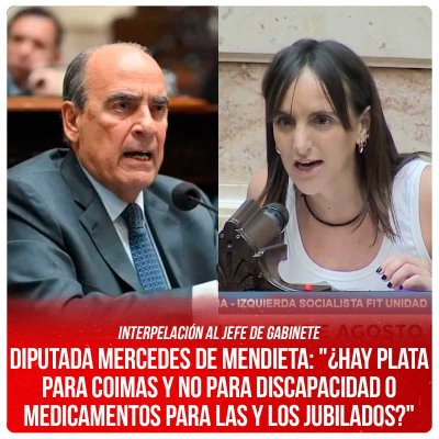 Interpelación al jefe de Gabinete / Diputada Mercedes de Mendieta: &quot;¿Hay plata para coimas y no para discapacidad o medicamentos para las y los jubilados?&quot;