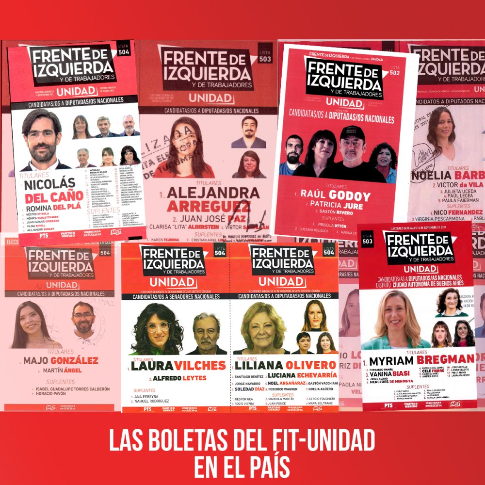 Boletas del Frente de Izquierda Unidad en el país