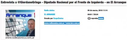 Entrevista al Dip. Giordano en "El Arranque" - Radio Zonica