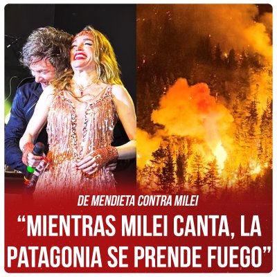 De Mendieta contra Milei “Mientras Milei canta, la Patagonia se prende fuego”
