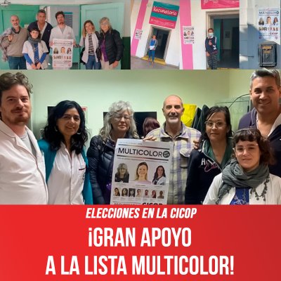 Elecciones en la Cicop ¡Gran apoyo a la lista Multicolor!