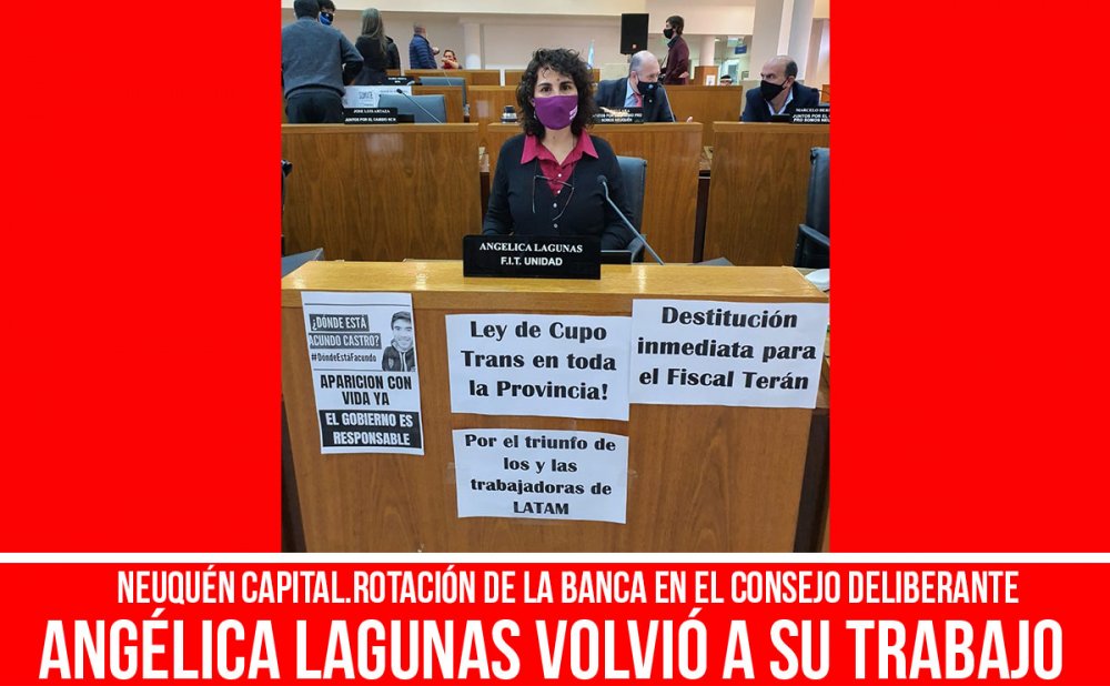 Neuquén Capital. Rotación de la banca en el Concejo Deliberante/ Angélica Lagunas volvió a su trabajo