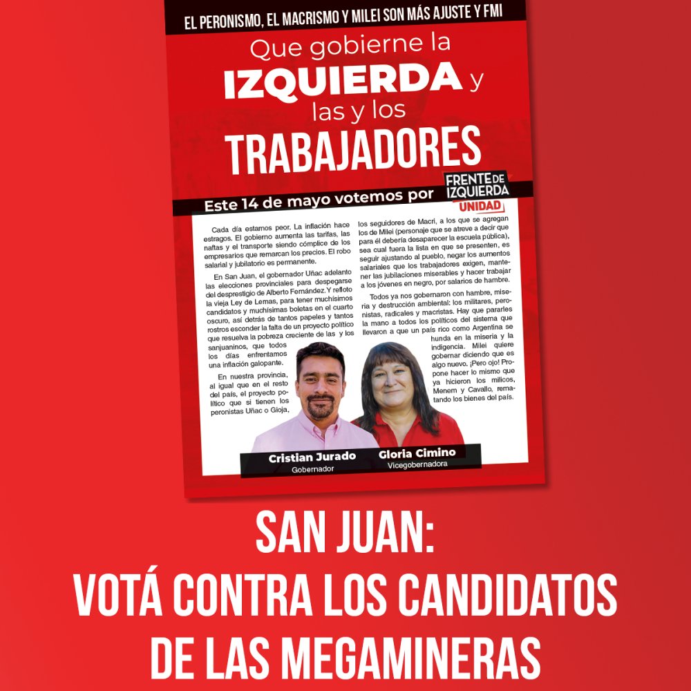San Juan: Votá contra los candidatos de las megamineras