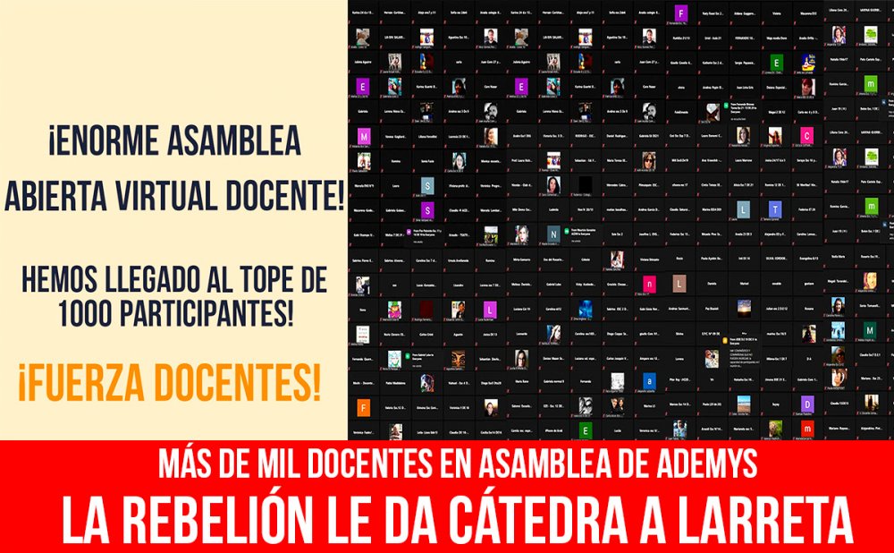 Más de mil docentes en asamblea de Ademys / La rebelión le da cátedra a Larreta