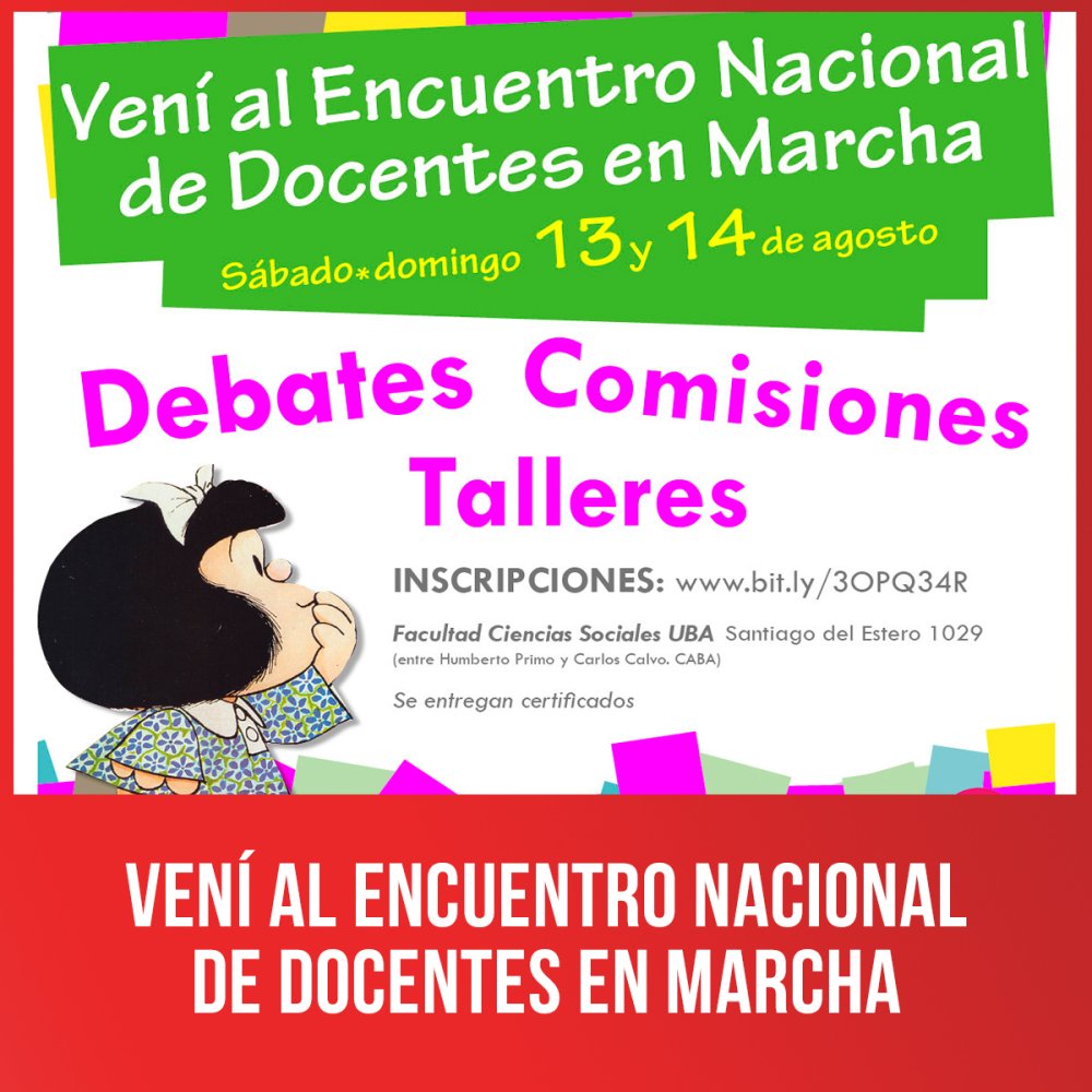 Vení al Encuentro Nacional de Docentes en Marcha