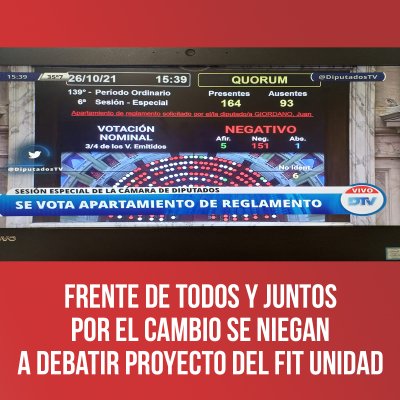 Frente de Todos y Juntos por el Cambio se niegan a debatir proyecto del FIT Unidad