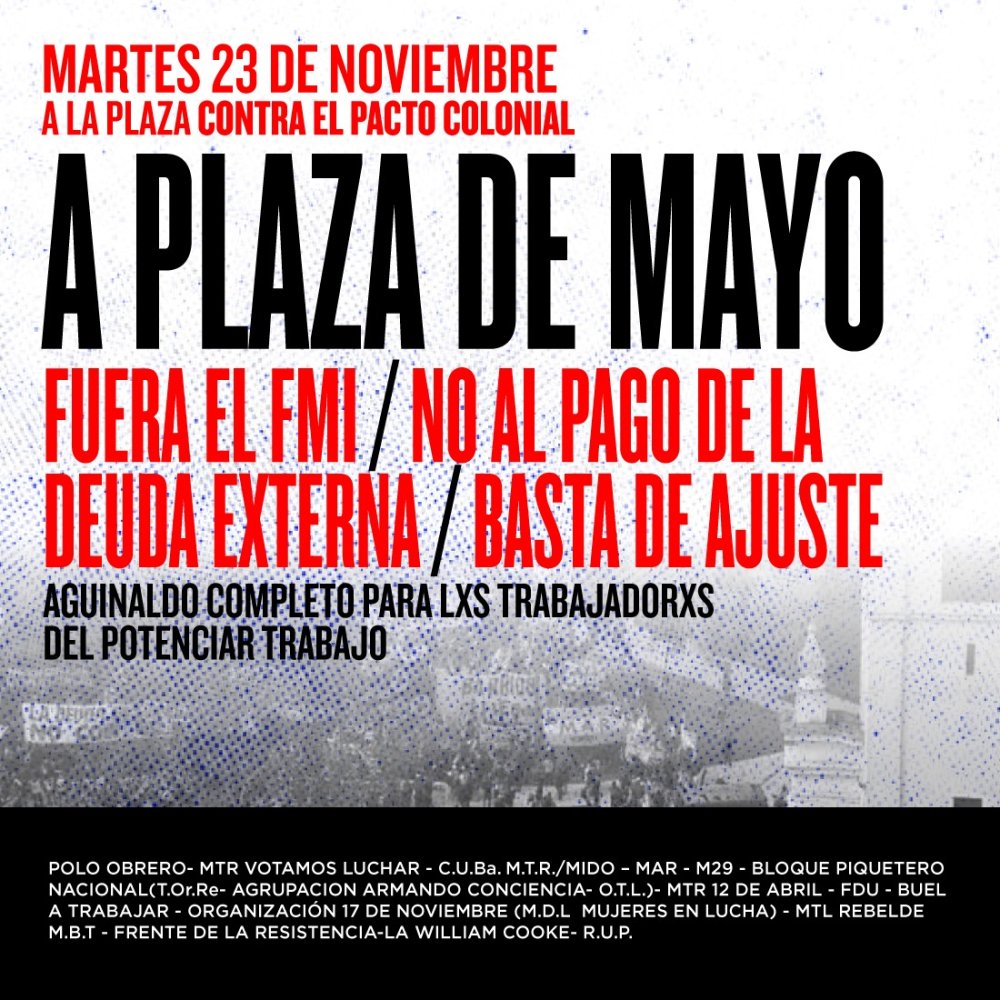 Martes 23/11: Apoyamos marcha y acto contra el FMI en Plaza de Mayo