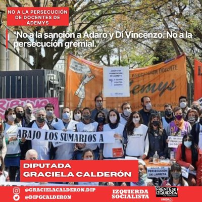 Proyecto de Declaración/ No a la persecución de docentes de Ademys