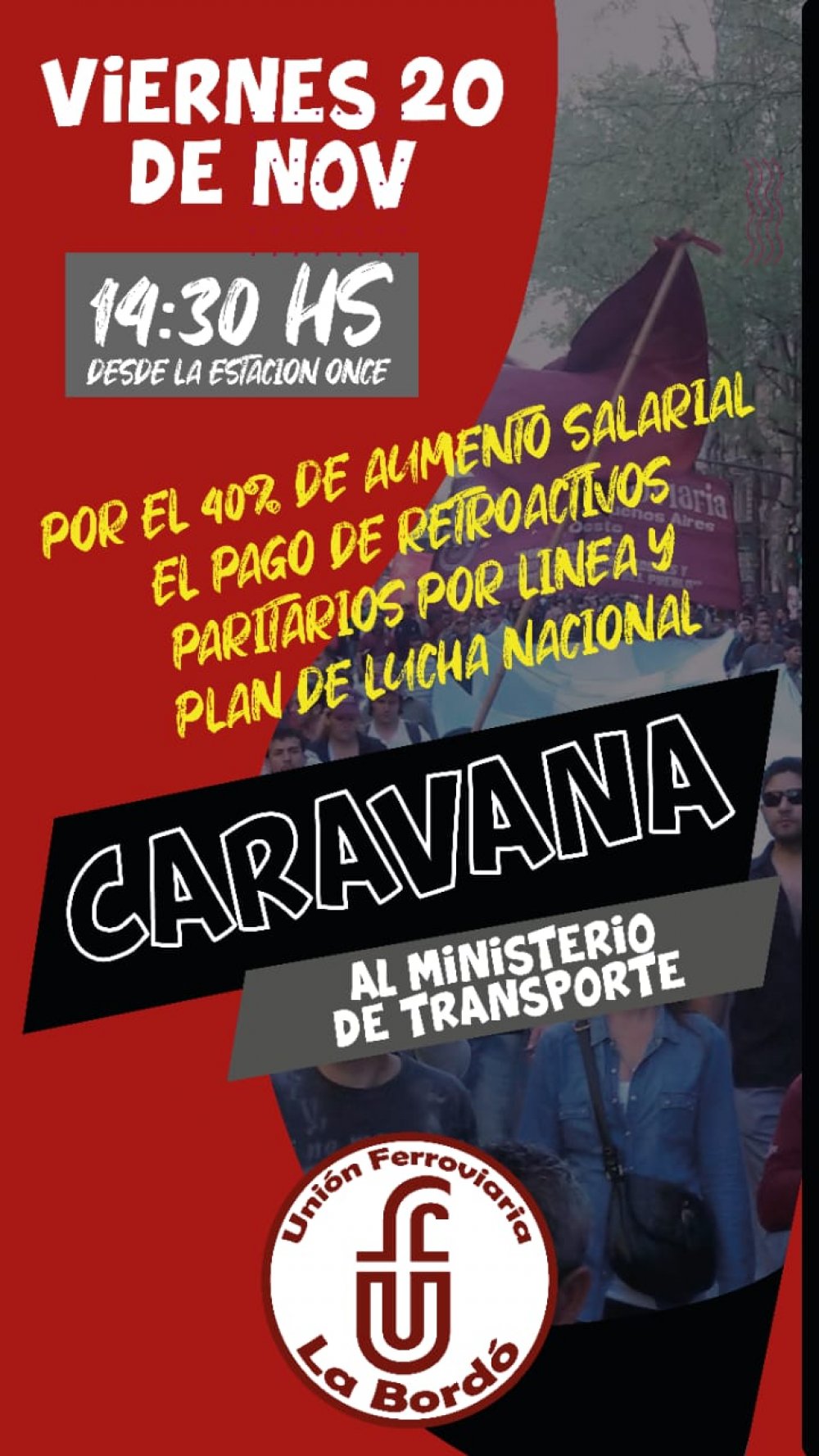 20-11  14:30hs Caravana al Ministerio de Transporte