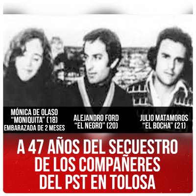 A 47 años del secuestro de los compañeres del PST en Tolosa