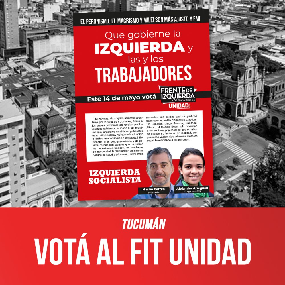Tucumán: Votá al FIT Unidad