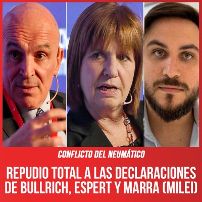 Conflicto del neumático / Repudio total a las declaraciones de Bullrich, Espert y Marra (Milei)