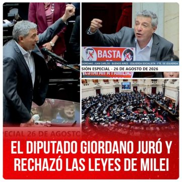 El diputado Giordano juró y rechazó las leyes de Milei