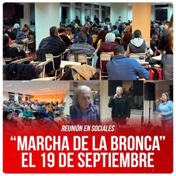 Reunión en Sociales / “Marcha de la bronca” el 19 de septiembre