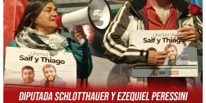 Diputada Schlotthauer y Ezequiel Peressini / Llegaron a Argentina luego de ser secuestrados por Israel