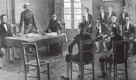 Los constituyentes en una pintura de poca