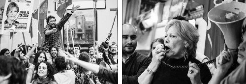 Nuestra diputada festejando con la militancia del Frente