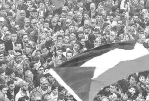 Miles de simpatizantes celebran el triunfo de Hamas, en Cisjordania de Nablus.