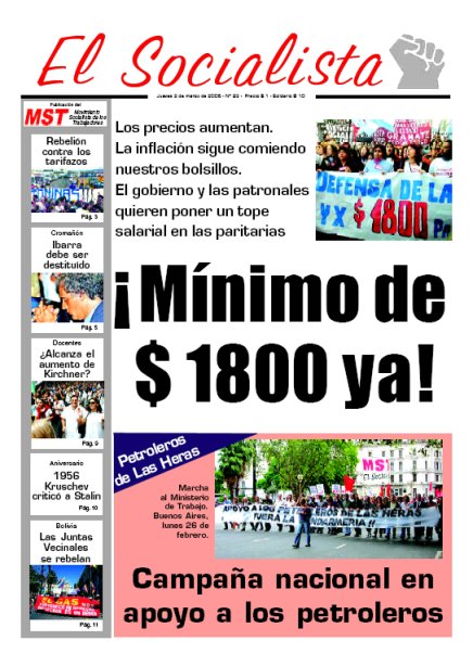 Tapa de El Socialista