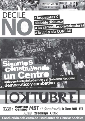 Afiche de Oktubre para las elecciones en la Facultad de Sociales
