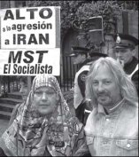 Patricia Sinkari, de la Coordinadora de Mujeres Argentina Musulmanas, junto a Rub�n �Pollo� Sobrero